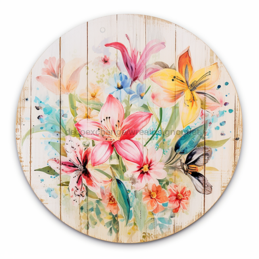 Spring Sign Floral Dco-00889 For Wreath 10 Round Metal