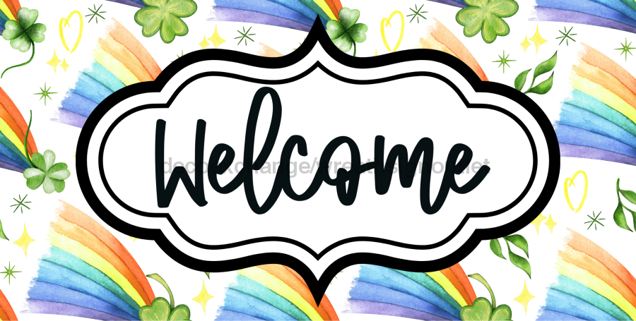 St Patricks Day Welcome Sign Dco-00726 For Wreath 6X12 Metal