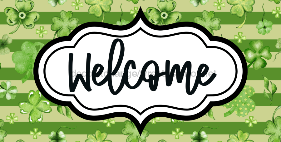 St Patricks Day Welcome Sign Dco-00728 For Wreath 6X12 Metal