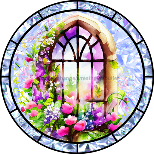 Stained Glass Sign Florals Decoe-5211 10’ Metal Round