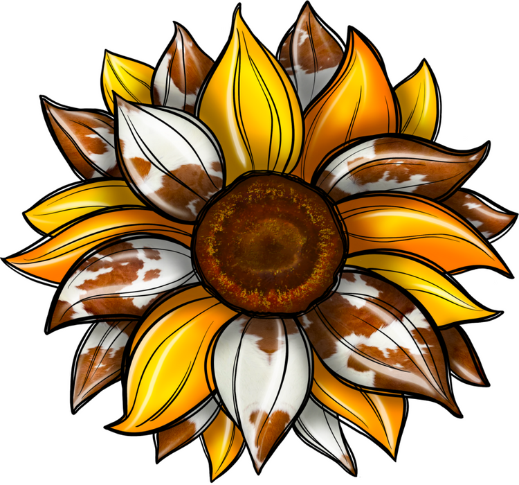 Sunflower, Cow Print Flower, Animal Print Flower, Yellow Flower, wood sign, DECOE-W-079 - DecoExchange®