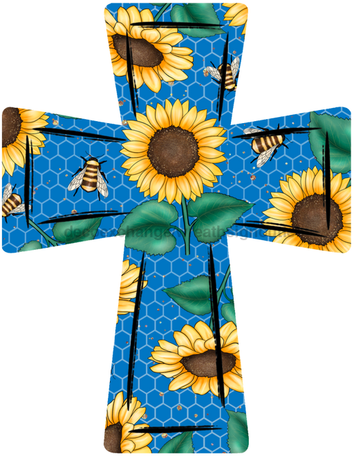 Sunflower Cross Door Hanger Decoe-W-697-Dh 22’ Wood