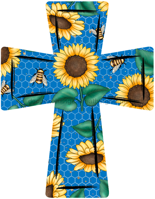 Sunflower Cross Door Hanger Decoe-W-697-Dh 22’ Wood