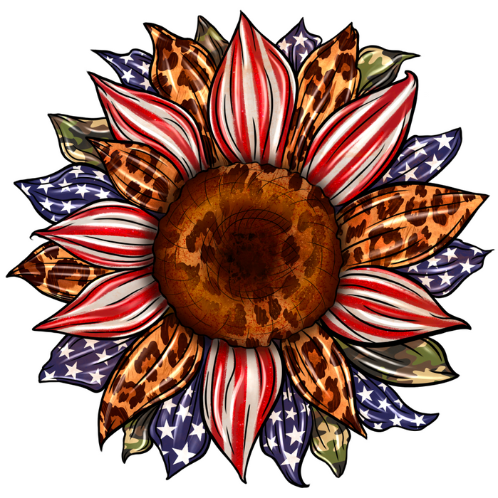 Sunflower, Patriotic Flower, Animal Print Flower, wood sign, Door Hanger, DECOE-W-095 - DecoExchange®