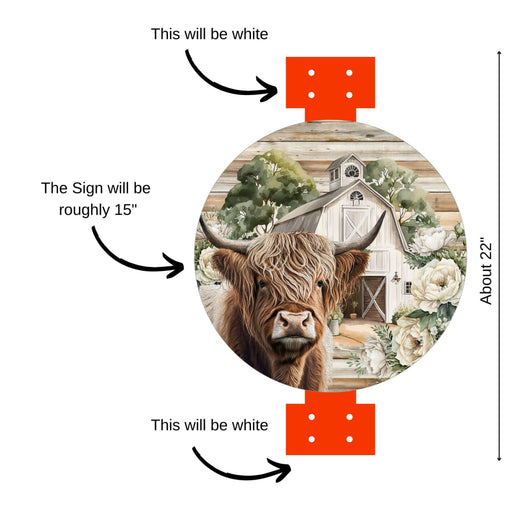 Swag Door Hanger Highland Cow Sign 22’’ Wood Decoe-W-4559-Sb For Wreath