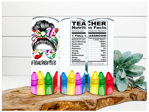 Teacher Tumbler, Ingredients of Teacher Tumbler, 20 oz Skinny Tumbler DECOETUMBLER-117 - DecoExchange