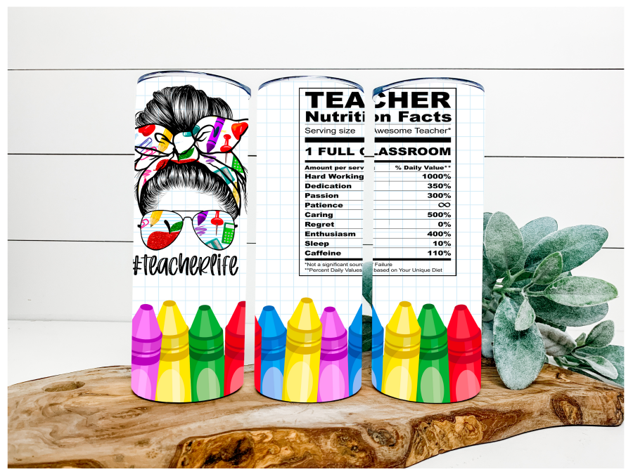 Teacher Tumbler, Ingredients of Teacher Tumbler, 20 oz Skinny Tumbler DECOETUMBLER-117 - DecoExchange