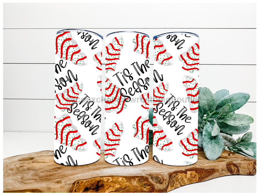 Tis The Season Christmas Cakes 20 oz Skinny Tumbler - DecoExchange
