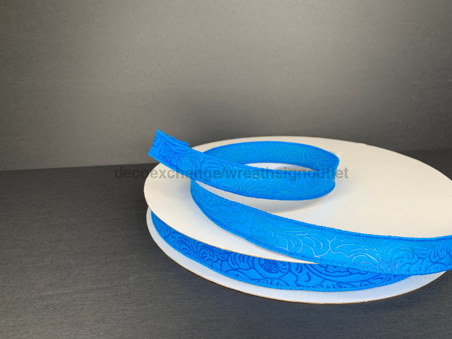 Turquoise Flower Embossed 7/8’X50Y 984205 - 39C Ribbon