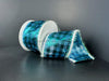 Turq Mtlc Chex/Wht Tinsl Edg 2.5’’X10Y 72531-40-33 Ribbon