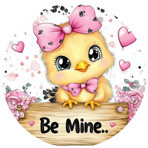 Valentine Chick Wall Art, MB-00047, Sign For Wreath, 10" Metal Sign