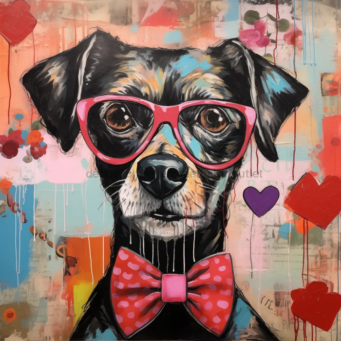 Valentine Dog With Glasses Sign Funny Animal Wall Art Dco-01126 For Wreath 10X10 Metal