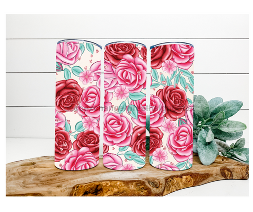 Valentine Roses Tumbler, 20 oz Skinny Tumbler DECOETUMBLER-164 - DecoExchange