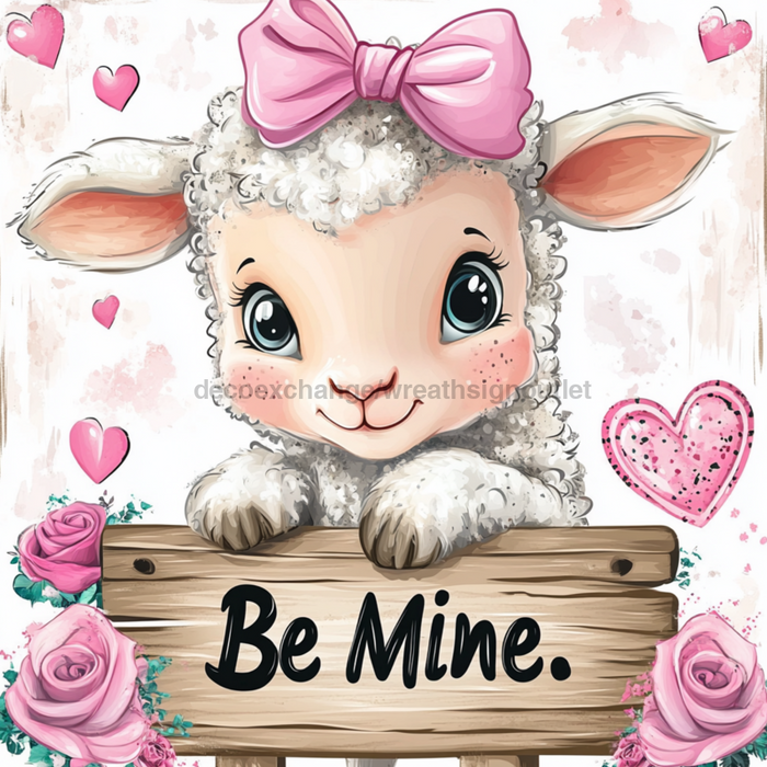 Valentine Sheep Wall Art, MB-00035, Sign For Wreath, 10x10" Metal Sign