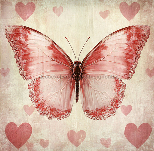 Valentine Sign, Butterfly Sign, DCO-02251, Sign For Wreath, 10x10 Metal Sign