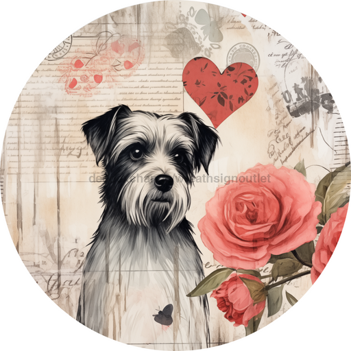 Valentine Sign Dog Dco-00872 For Wreath 10 Round Metal