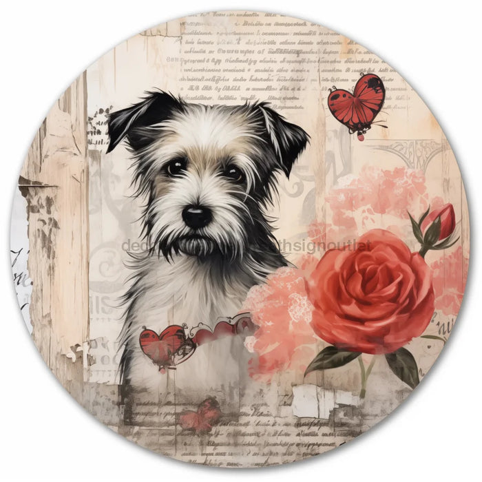 Valentine Sign Dog Dco-00878 For Wreath 10 Round Metal