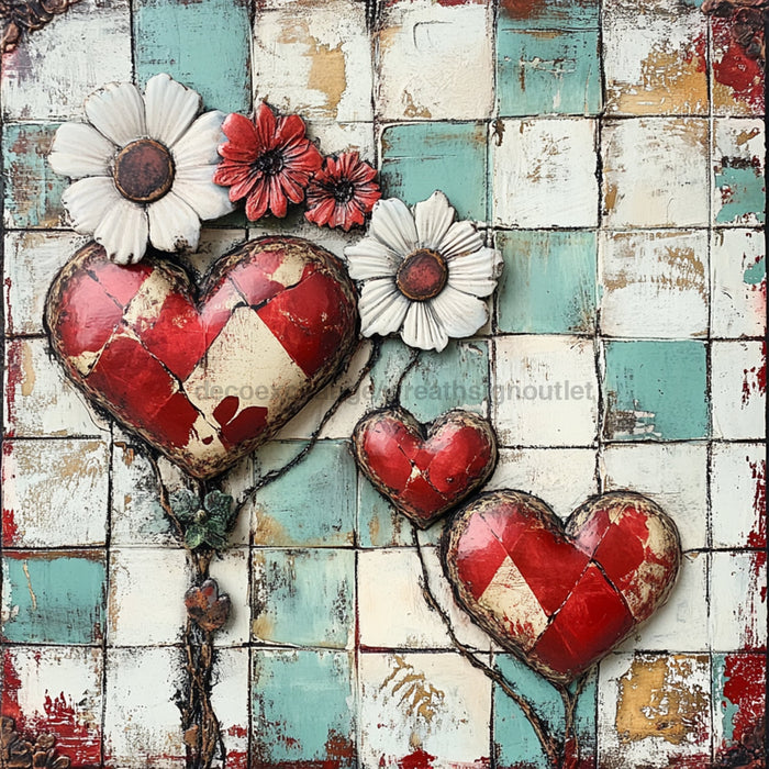 Valentine Sign, Heart Sign, DCO-02256, Sign For Wreath, 10x10 Metal Sign