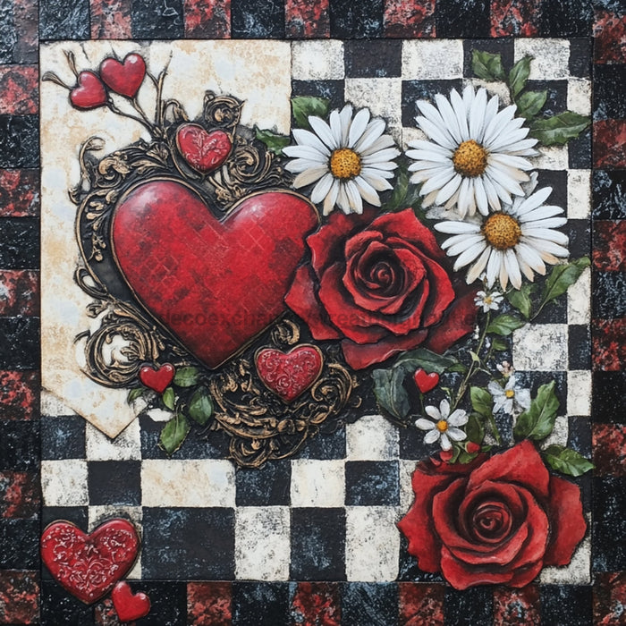 Valentine Sign, Heart Sign, DCO-02278, Sign For Wreath, 10x10 Metal Sign