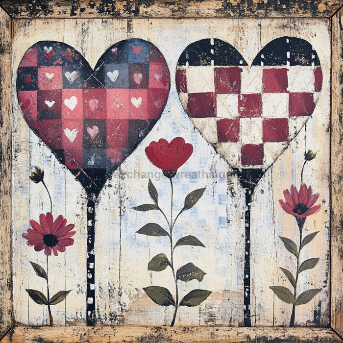 Valentine Sign, Heart Sign, DCO-02280, Sign For Wreath, 10x10 Metal Sign