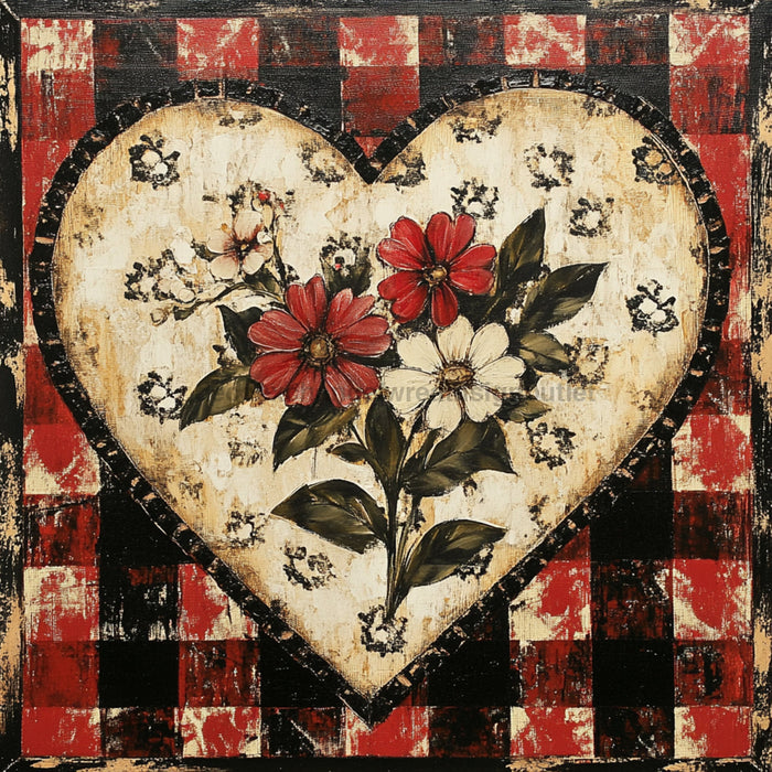 Valentine Sign, Heart Sign, DCO-02301, Sign For Wreath, 10x10 Metal Sign