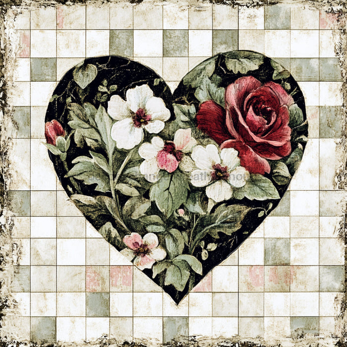 Valentine Sign, Heart Sign, DCO-02315, Sign For Wreath, 10x10 Metal Sign