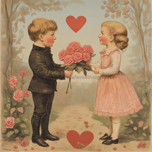 Valentine Sign Vintage Dco-02182 For Wreath 10X10’’ Metal