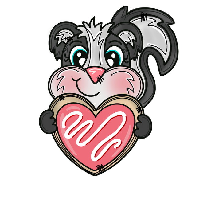 Valentine Skunk Wood Wreath Sign Mj-W-00068 14’
