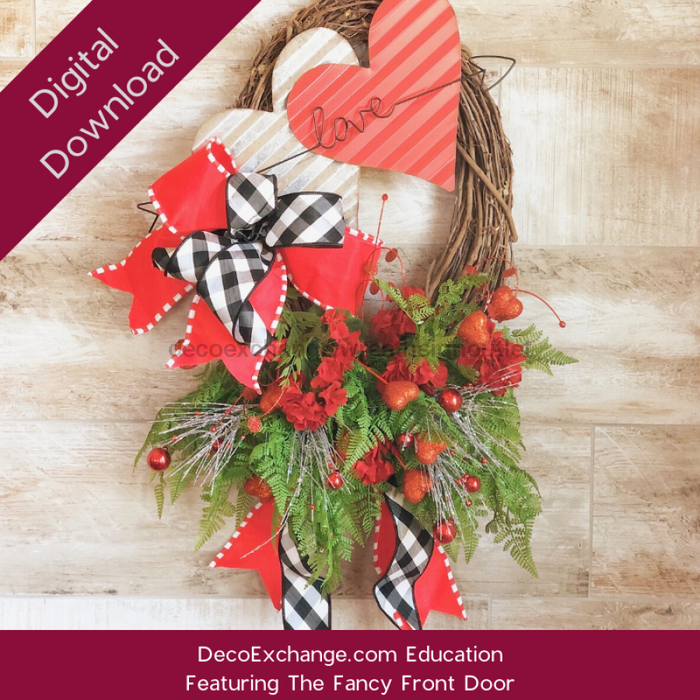 Valentines Asymmetrical Oval Grapevine Wreath Tutorial Featuring The Fancy Front Door - DecoExchange