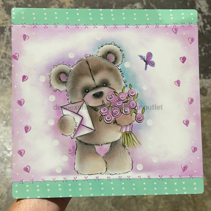 Valentines Bear Metal Sign 12"x12" IW-007 - DecoExchange