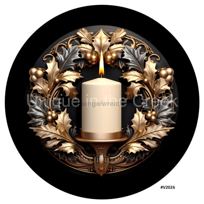 VINYL DECAL | 3D METALLIC | CANDLE | GOLD/PEWTER/BLACK | V2026 - Unique in the Creek LTD