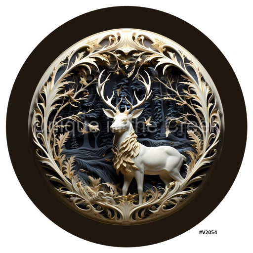 VINYL DECAL | 3D WOOD LOOKING | BUCK/DEER | GOLD/CREAM/WHITE/BLACK | V2054 - Unique in the Creek LTD