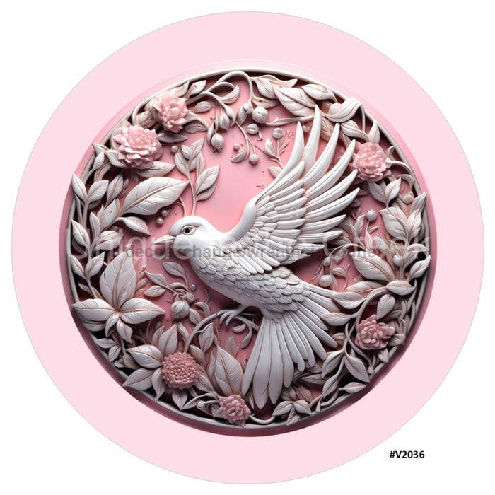 VINYL DECAL | 3D WOOD LOOKING | DOVE | PINK/WHITE | V2036 - Unique in the Creek LTD