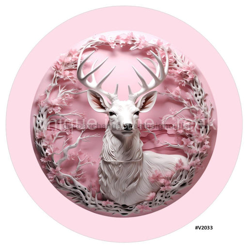 VINYL DECAL | 3D WOOD LOOKING | STAG/DEER | PINK/WHITE | V2033 - Unique in the Creek LTD