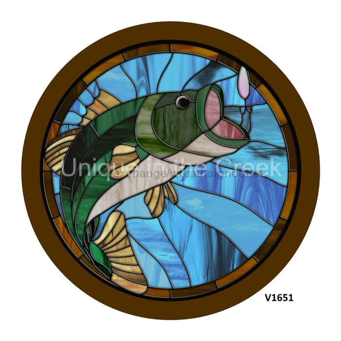 VINYL DECAL | BASS FISH / FISH HOOK | STAINED GLASS LOOK | EVERYDAY - Unique in the Creek LTD