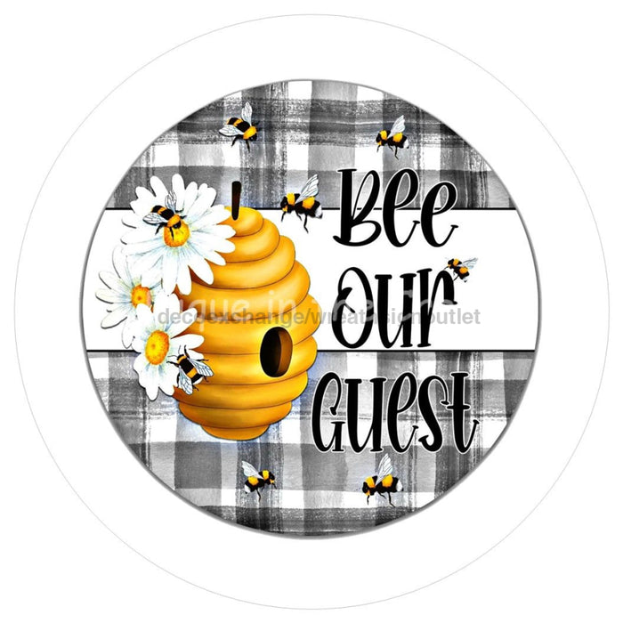 VINYL DECAL | BEE OUR GUEST | PLAID | WELCOME | SPRING - Unique in the Creek LTD