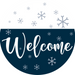 Wreath Sign, Blue Winter Welcome, Christmas Sign, 10" Round, Metal Sign, DECOE-565, DecoExchange, Sign For Wreath - DecoExchange