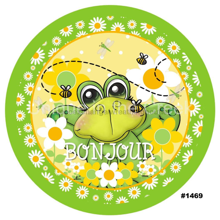 VINYL DECAL | BONJOUR | FROG | FRENCH | SUMMER | SPRING | ANIMALS - Unique in the Creek LTD