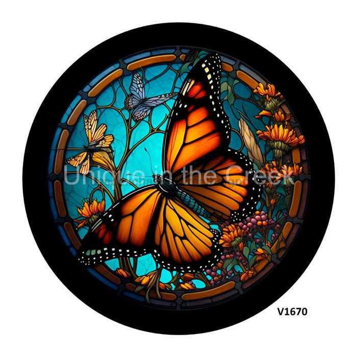 VINYL DECAL | BUTTERFLIES / FLOWERS / BERRIES | STAINED GLASS LOOK | EVERYDAY | SPRING | SUMMER - Unique in the Creek LTD
