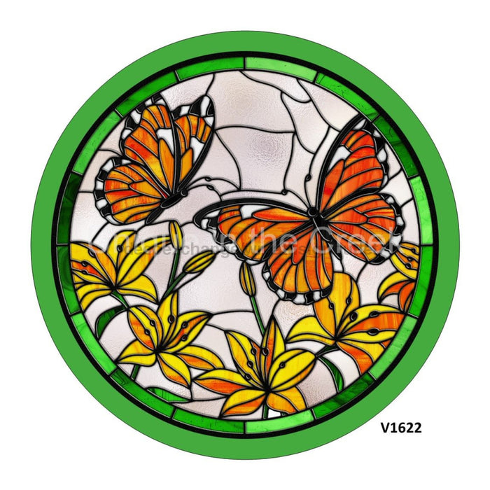 VINYL DECAL | BUTTERFLY / FLORALS | STAINED GLASS LOOK | SPRING | EVERYDAY - Unique in the Creek LTD