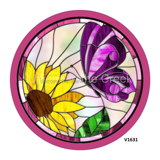 VINYL DECAL | BUTTERFLY / SUNFLOWER | STAINED GLASS LOOK | SPRING - Unique in the Creek LTD