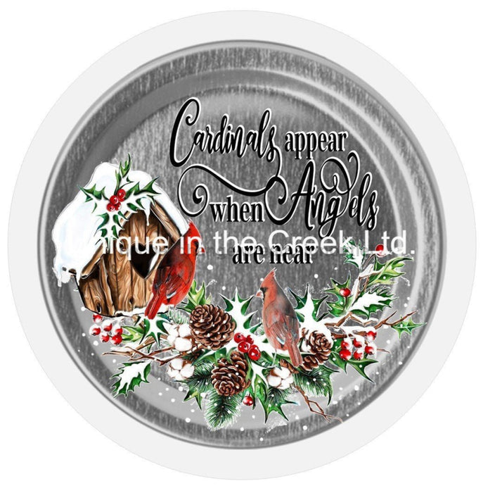 Vinyl Decal | Cardinal Appears | Angels | Winter | Religious - Unique in the Creek LTD