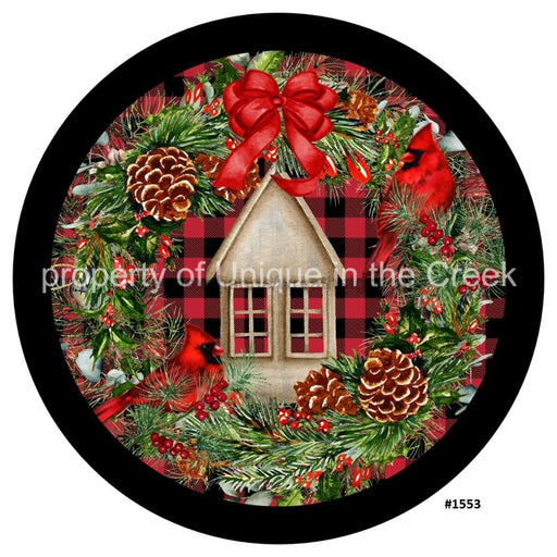Vinyl Decal | Cardinal | Greenery | Bird House | Christmas | Winter - Unique in the Creek LTD
