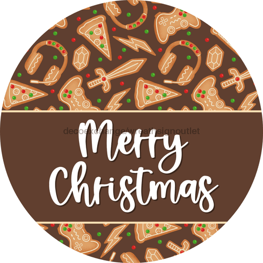 Wreath Sign Christmas Wreath Sign Gamer Funny Decoe-2382 For Round vinyl