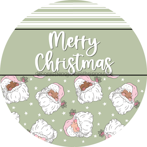 Wreath Sign Christmas Wreath Sign Merry Vintage Santa Decoe-2377 For Round vinyl
