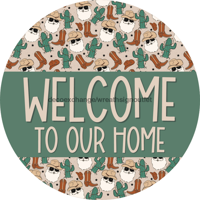 Wreath Sign Christmas Wreath Sign Welcome Western Decoe-2370 For Round vinyl