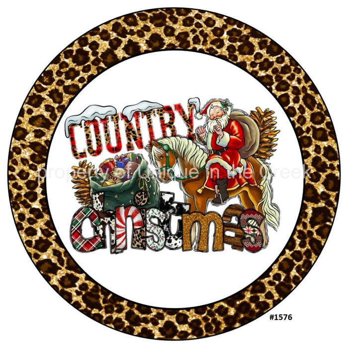 Vinyl Decal | Country Christmas | Santa | Horse | Leopard Print | Christmas - Unique in the Creek LTD