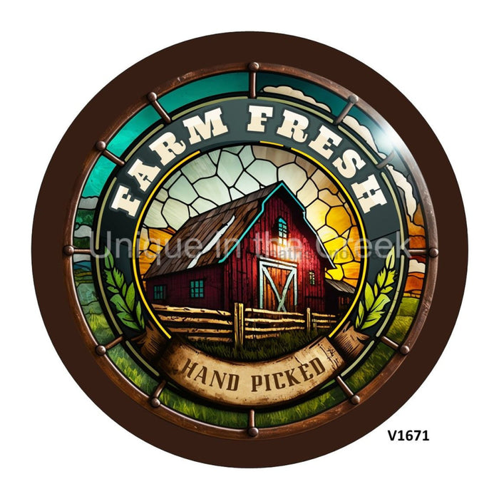 VINYL DECAL | FARM FRESH / HAND PICKED | STAINED GLASS LOOK | EVERYDAY - Unique in the Creek LTD