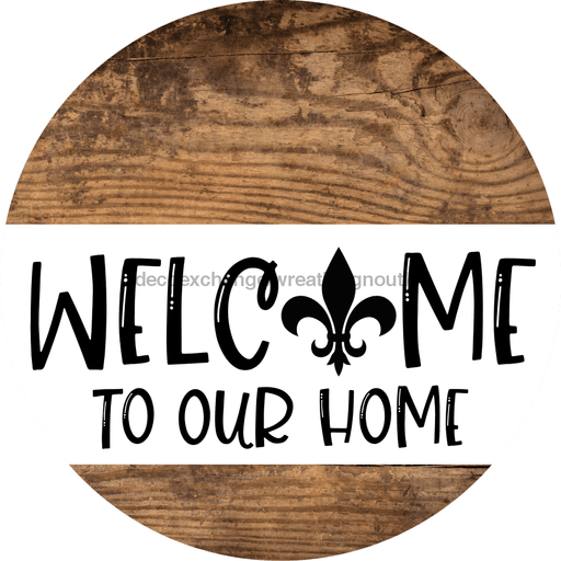 Wreath Sign Fleur De Lis Welcome Louisiana Decoe-2352 For Round vinyl