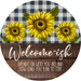 Vinyl Decal, Funny Welcome Sign, Sunflower Welcome, 10" Round Metal Sign VINYL-DECOE-417, Sign For Wreath, DecoExchange - DecoExchange